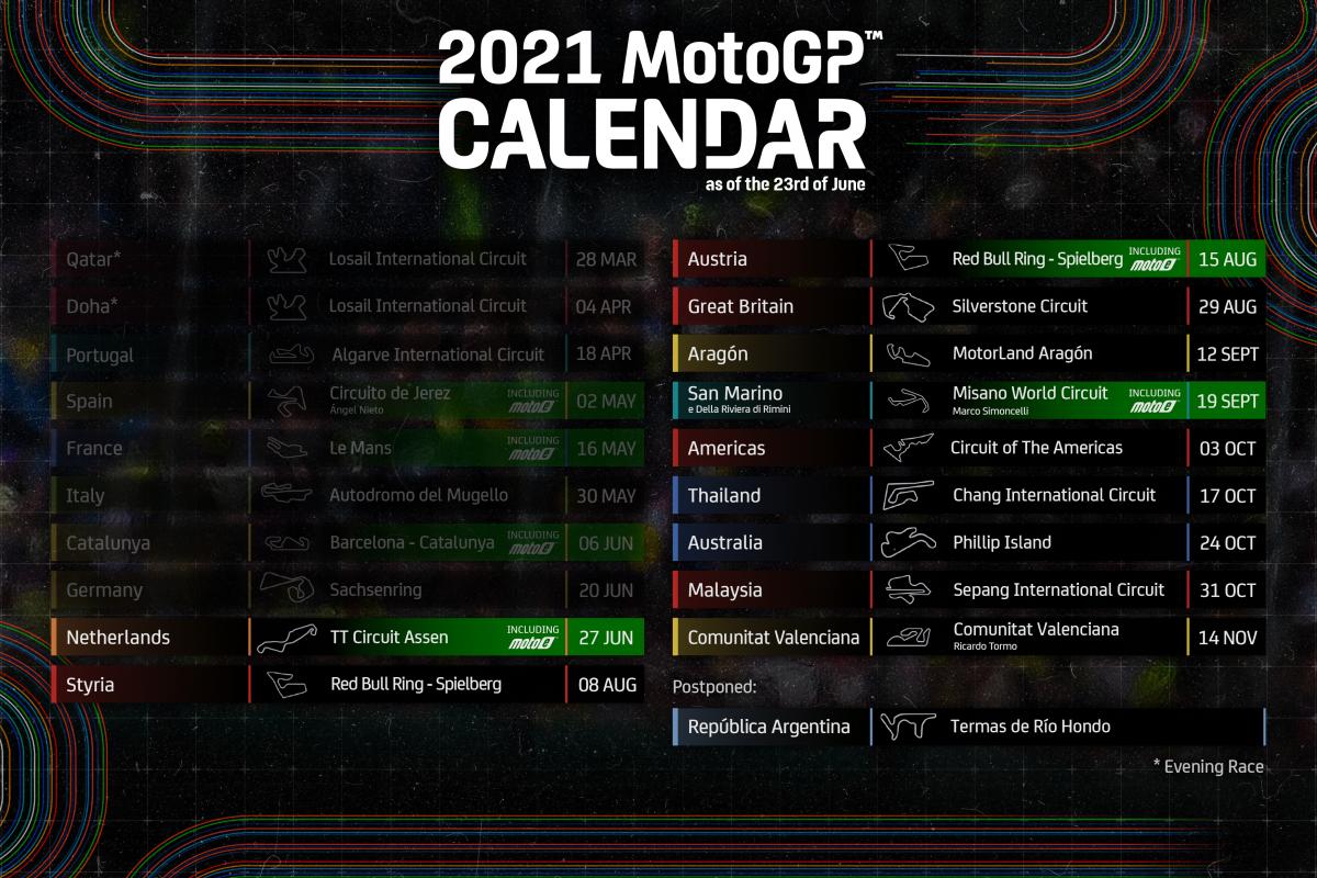 MotoGP2021年カレンダーがアップデート　10月に予定されていた日本GPの中止が決定