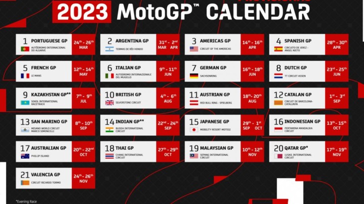 全21戦の2023年MotoGPカレンダーが発表
