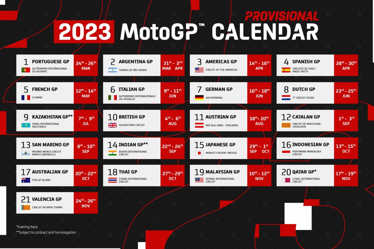全21戦の2023年MotoGPカレンダーが発表