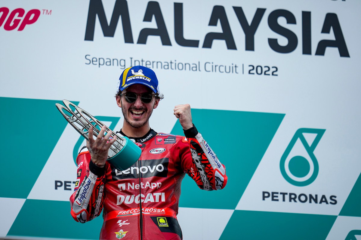 マレーシアGP優勝　フランチェスコ・バニャイア「バレンシアもチャンスがあれば優勝を狙っていく」MotoGP2022